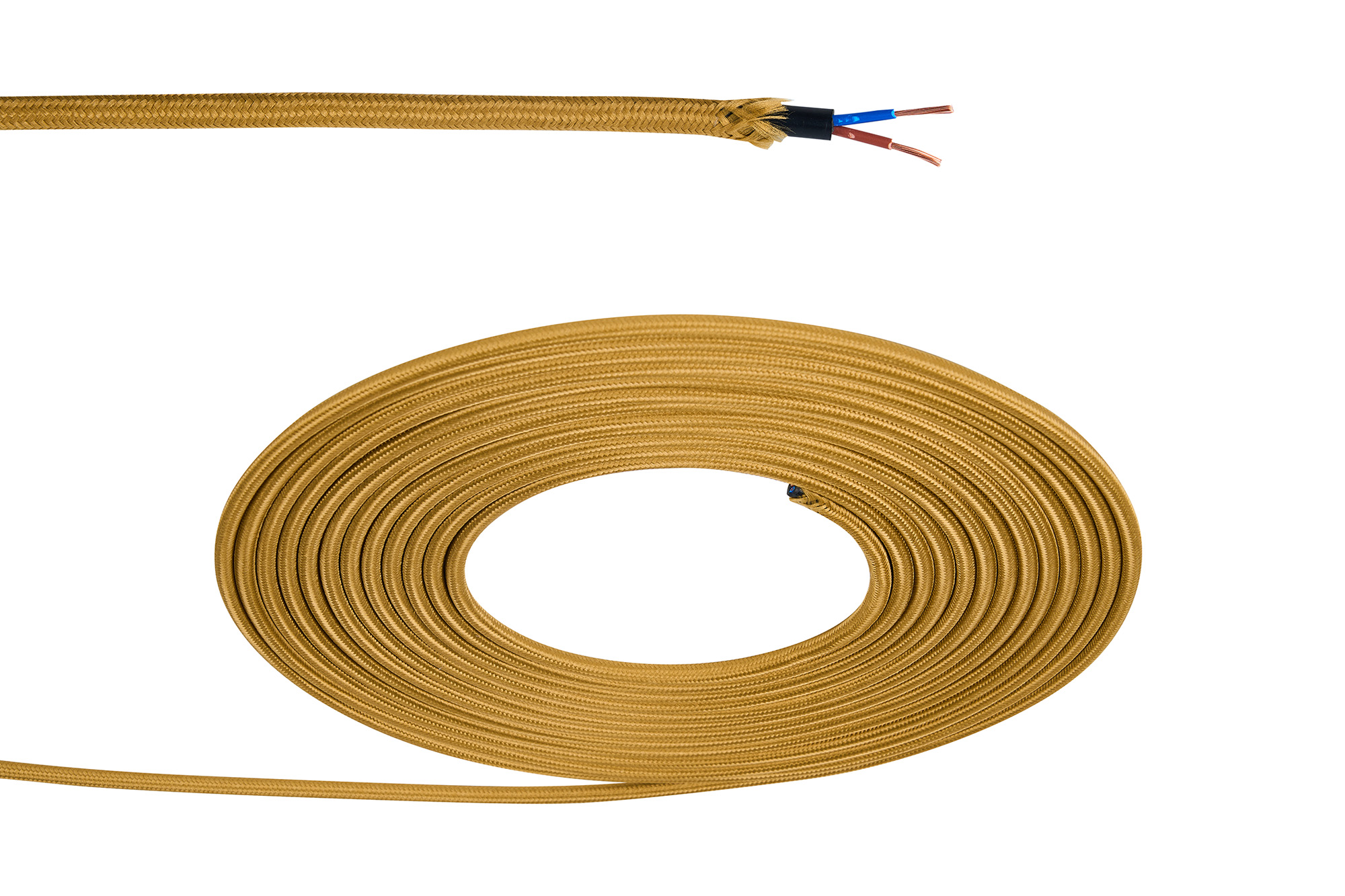 D0902  Cavo 1m Golden Brown Braided 2 Core 0.75mm Cable